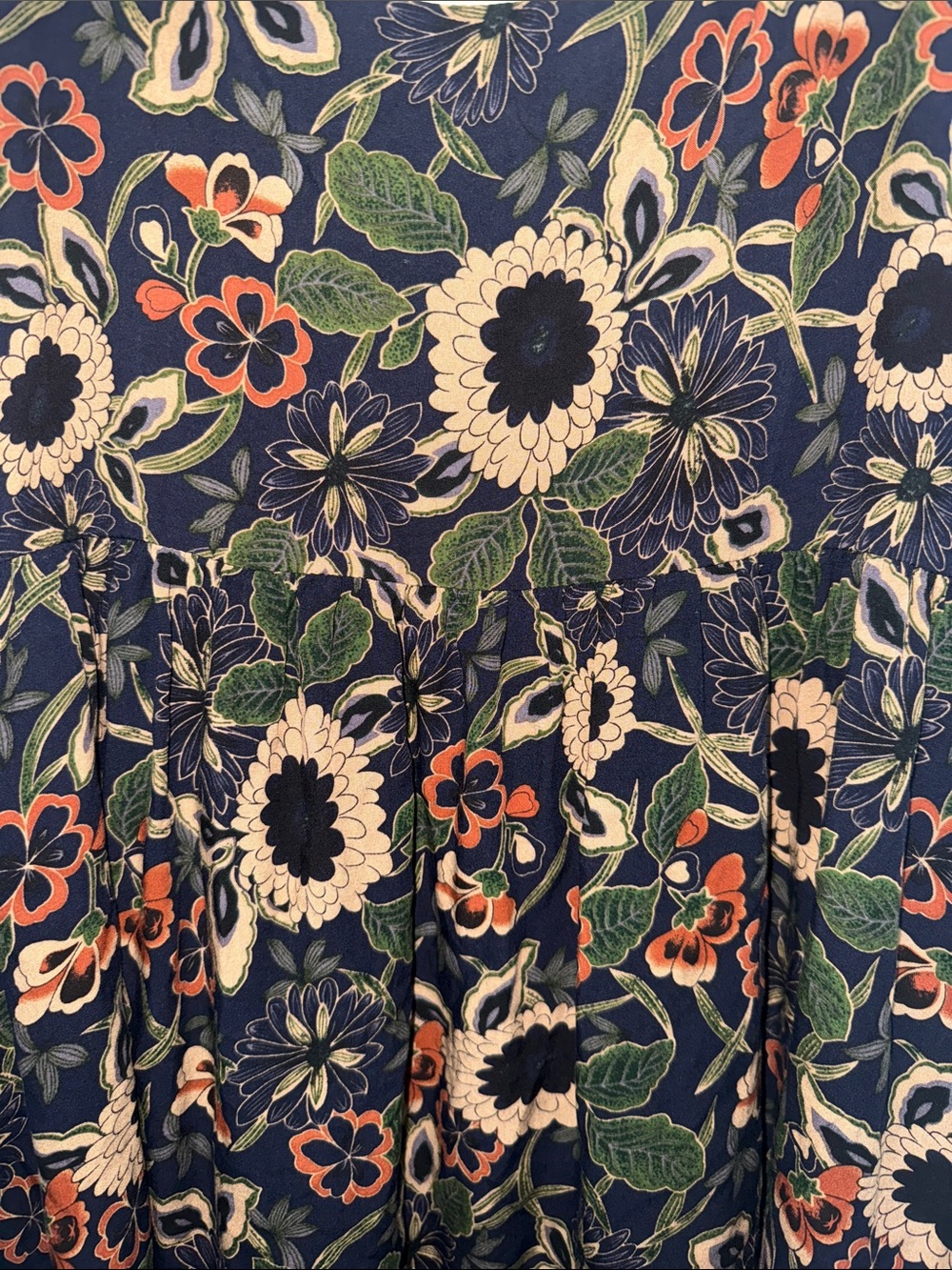 Natural Life | Tricia Mini Dress | Navy Tan Dahlias | XL - Picture 7 of 8